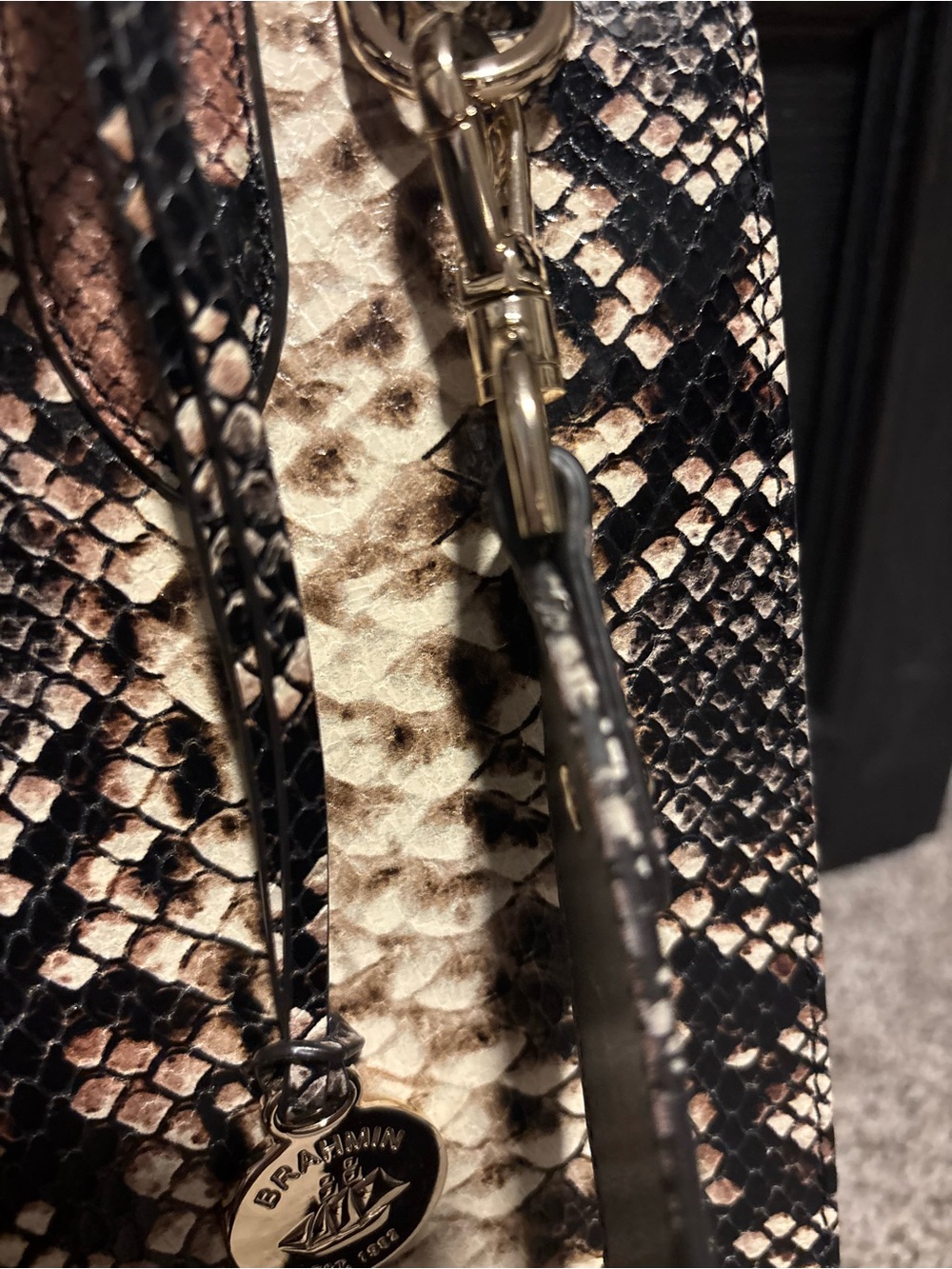 Brahmin Snake-Embossed Satchel and Wallet in Brown and Black - Picture 5 of 16